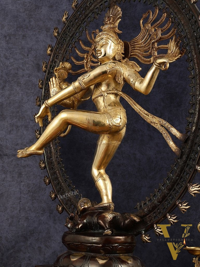 Large Handcrafted Superfine Brass Nataraja Statue - Height 36"