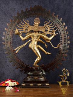 Large Handcrafted Superfine Brass Nataraja Statue - Height 36"