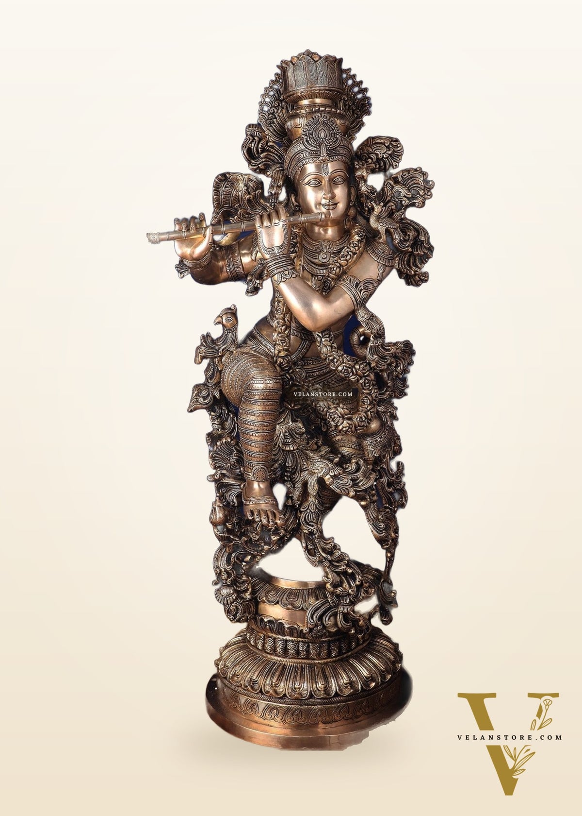 Large Lord Krishna Superfine Brass Sculpture - 48 inch, 75 kg