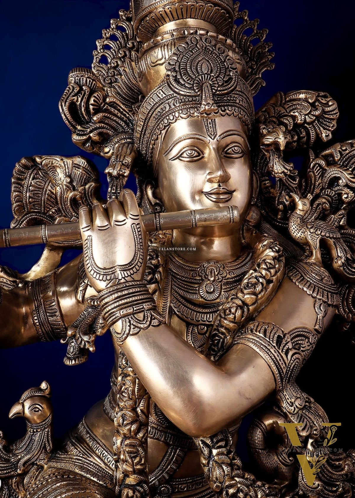 Large Lord Krishna Superfine Brass Sculpture - 48 inch, 75 kg