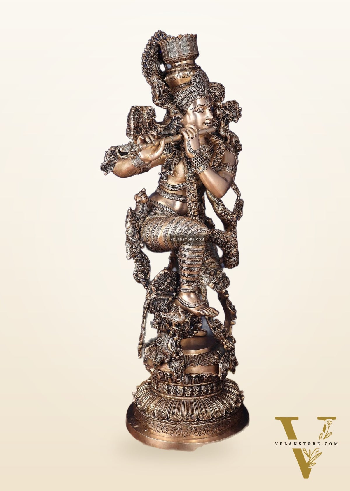 Large Lord Krishna Superfine Brass Sculpture - 48 inch, 75 kg