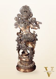 Large Lord Krishna Superfine Brass Sculpture - 48 inch, 75 kg