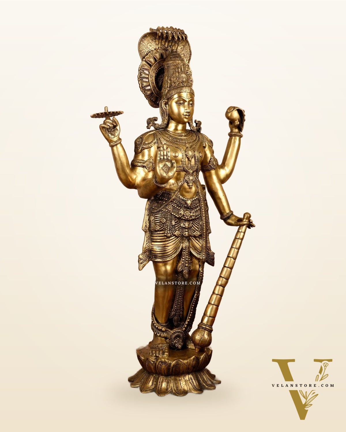 Large Lord Vishnu Brass Idol - 40 Inch Height
