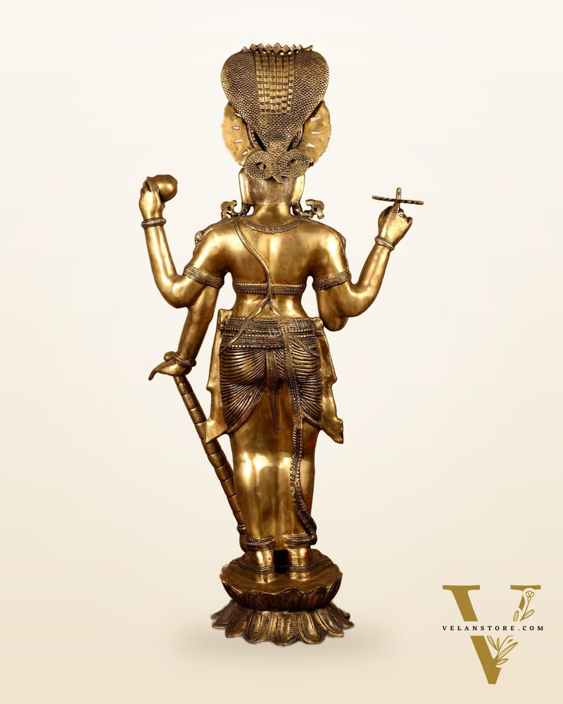 Large Lord Vishnu Brass Idol - 40 Inch Height