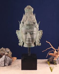 Large Lord Vishnu Face – Indonesian Bronze Handcrafted Sculpture