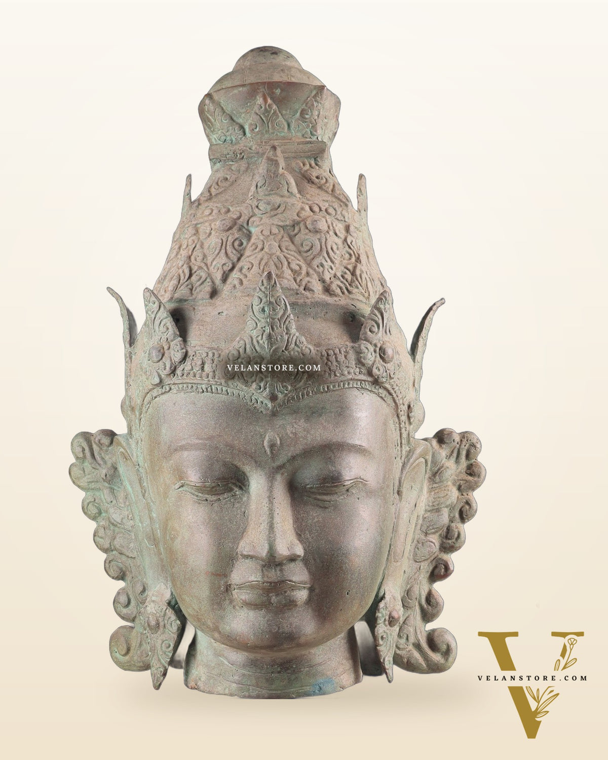 Large Lord Vishnu Face – Indonesian Bronze Handcrafted Sculpture