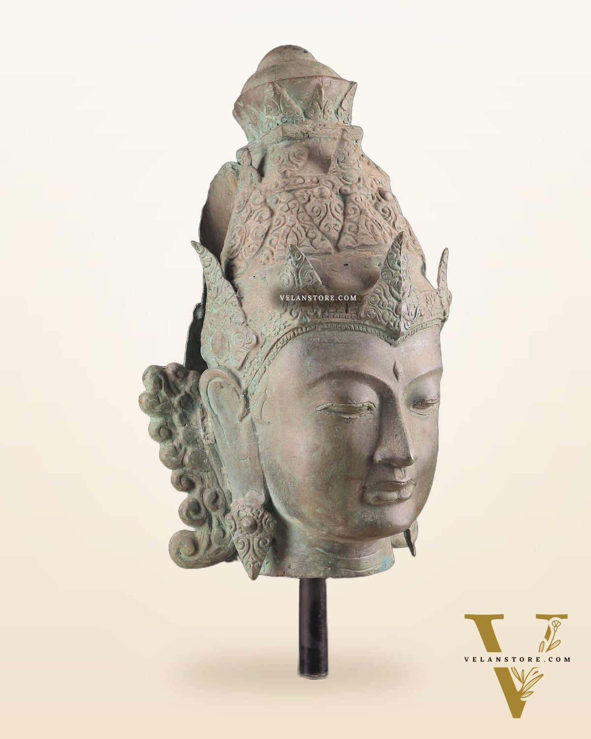 Large Lord Vishnu Face – Indonesian Bronze Handcrafted Sculpture