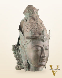 Large Lord Vishnu Face – Indonesian Bronze Handcrafted Sculpture