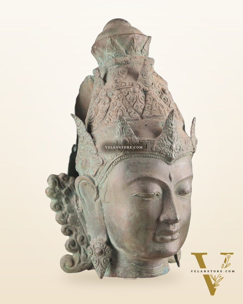 Large Lord Vishnu Face – Indonesian Bronze Handcrafted Sculpture
