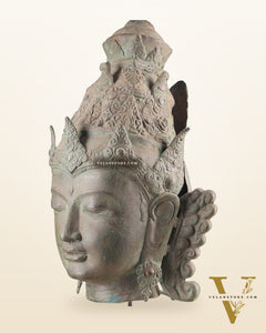 Large Lord Vishnu Face – Indonesian Bronze Handcrafted Sculpture