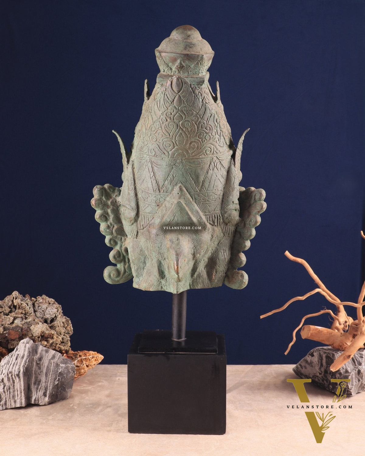 Large Lord Vishnu Face – Indonesian Bronze Handcrafted Sculpture