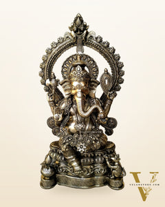 Large Pure Brass Ganapati Statue - 40" Height | Handcrafted Sculpture