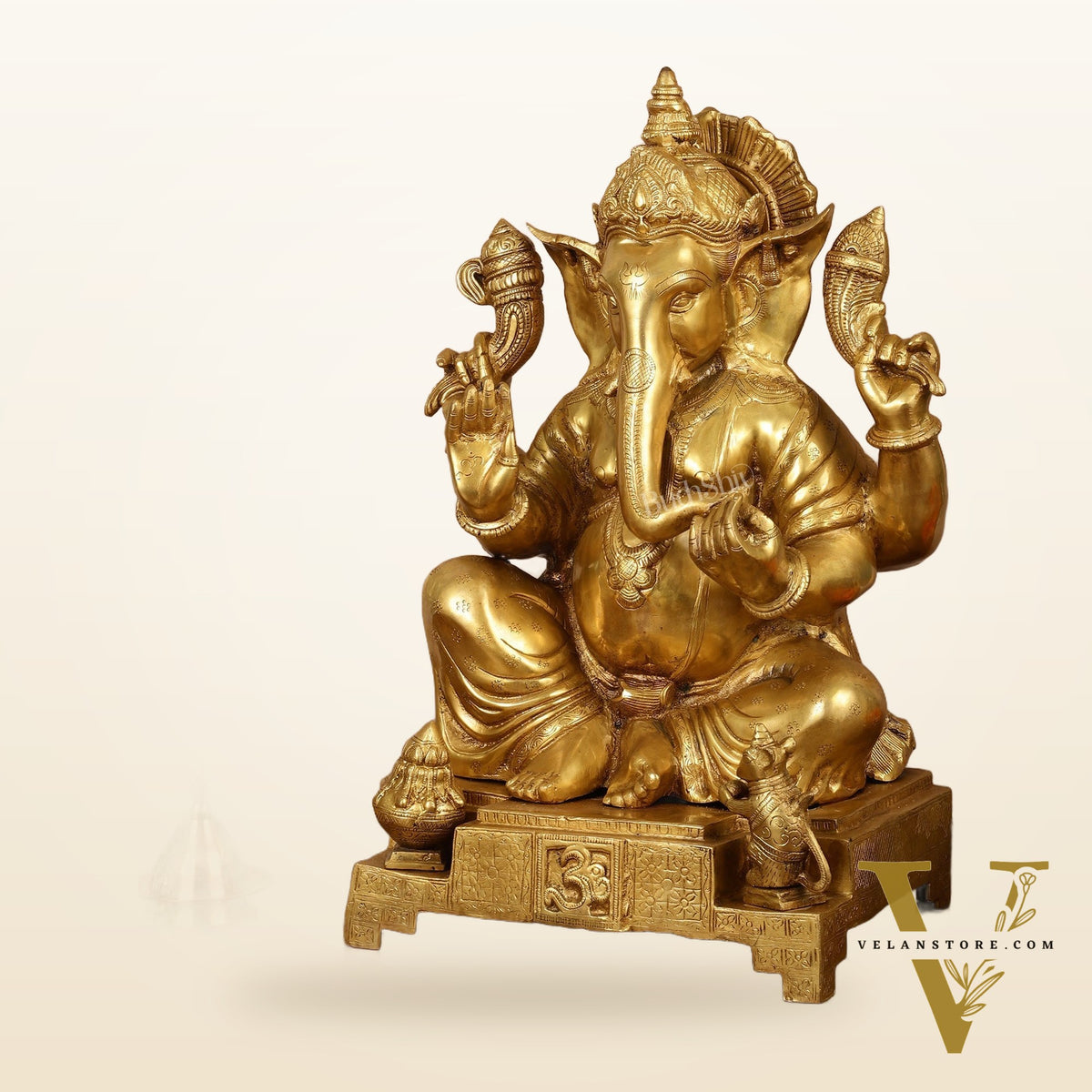Large Pure Brass Ganesha Statue - 24"