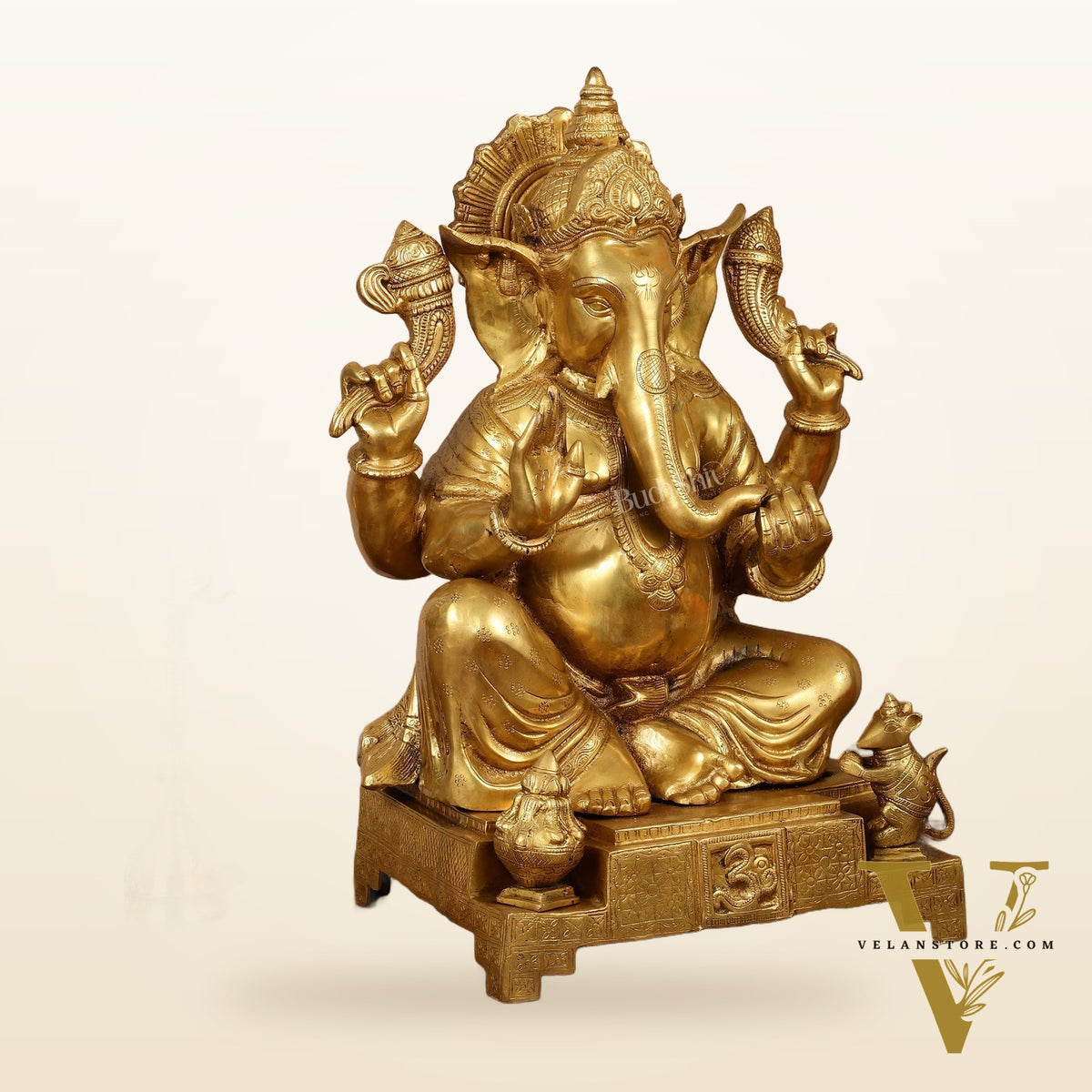 Large Pure Brass Ganesha Statue - 24"