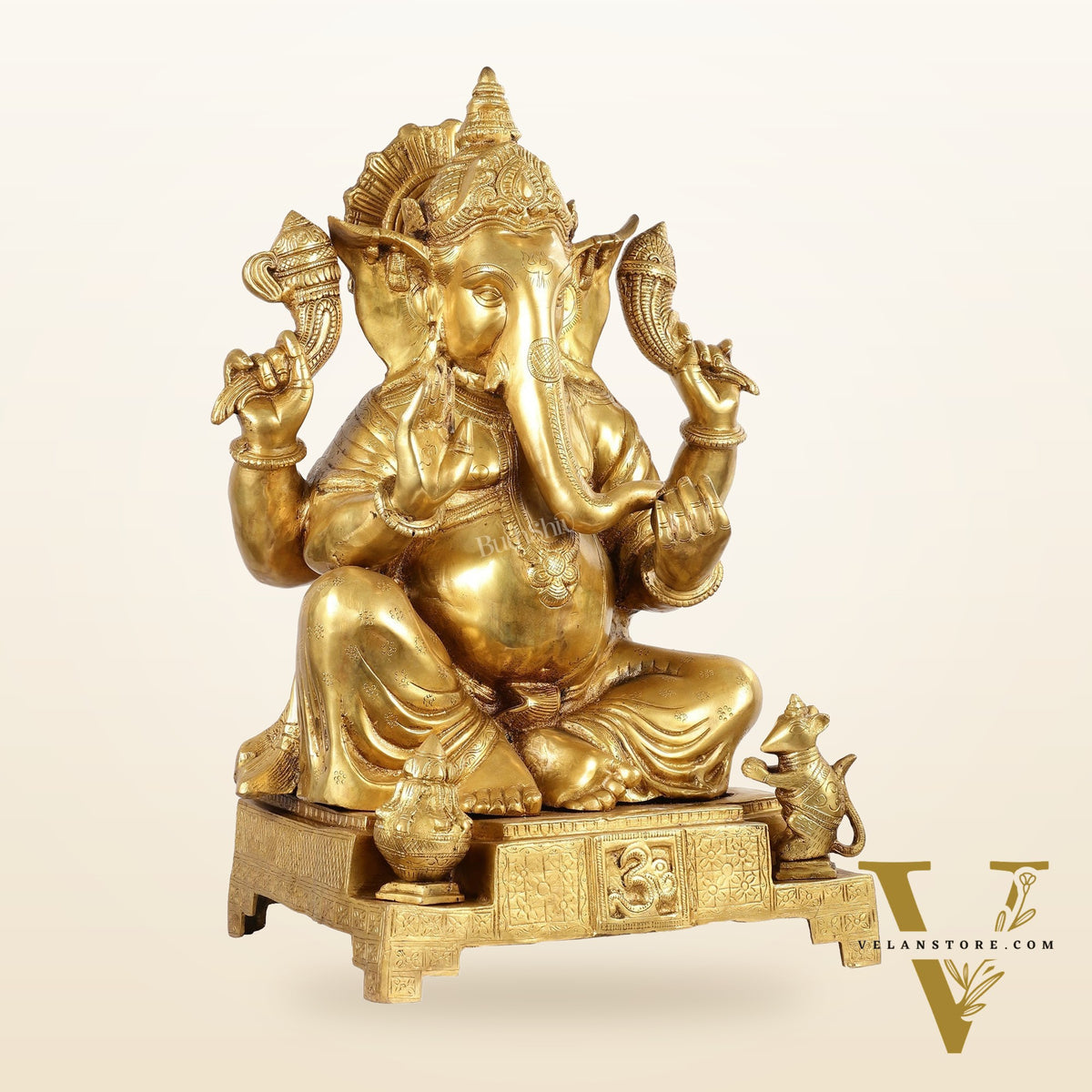 Large Pure Brass Ganesha Statue - 24"