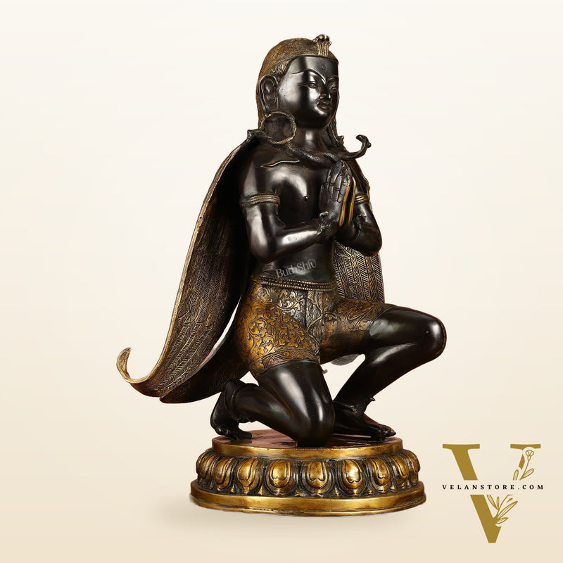 Large Pure Brass Garuda Statue - Black Permanent Heat Treated Finish, 21" Tall, 16kg