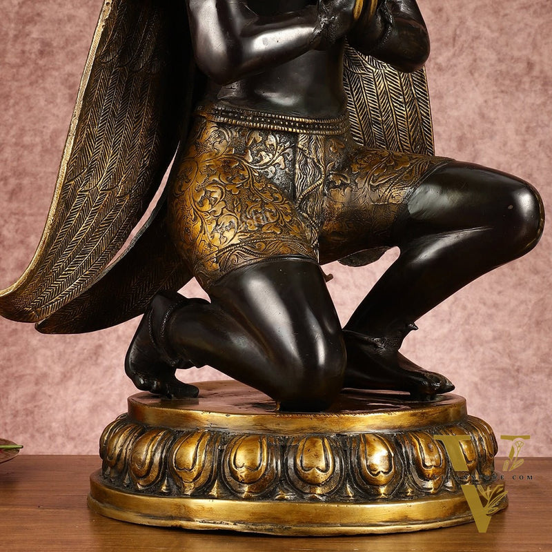 Large Pure Brass Garuda Statue - Black Permanent Heat Treated Finish, 21" Tall, 16kg