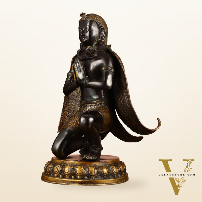 Large Pure Brass Garuda Statue - Black Permanent Heat Treated Finish, 21" Tall, 16kg