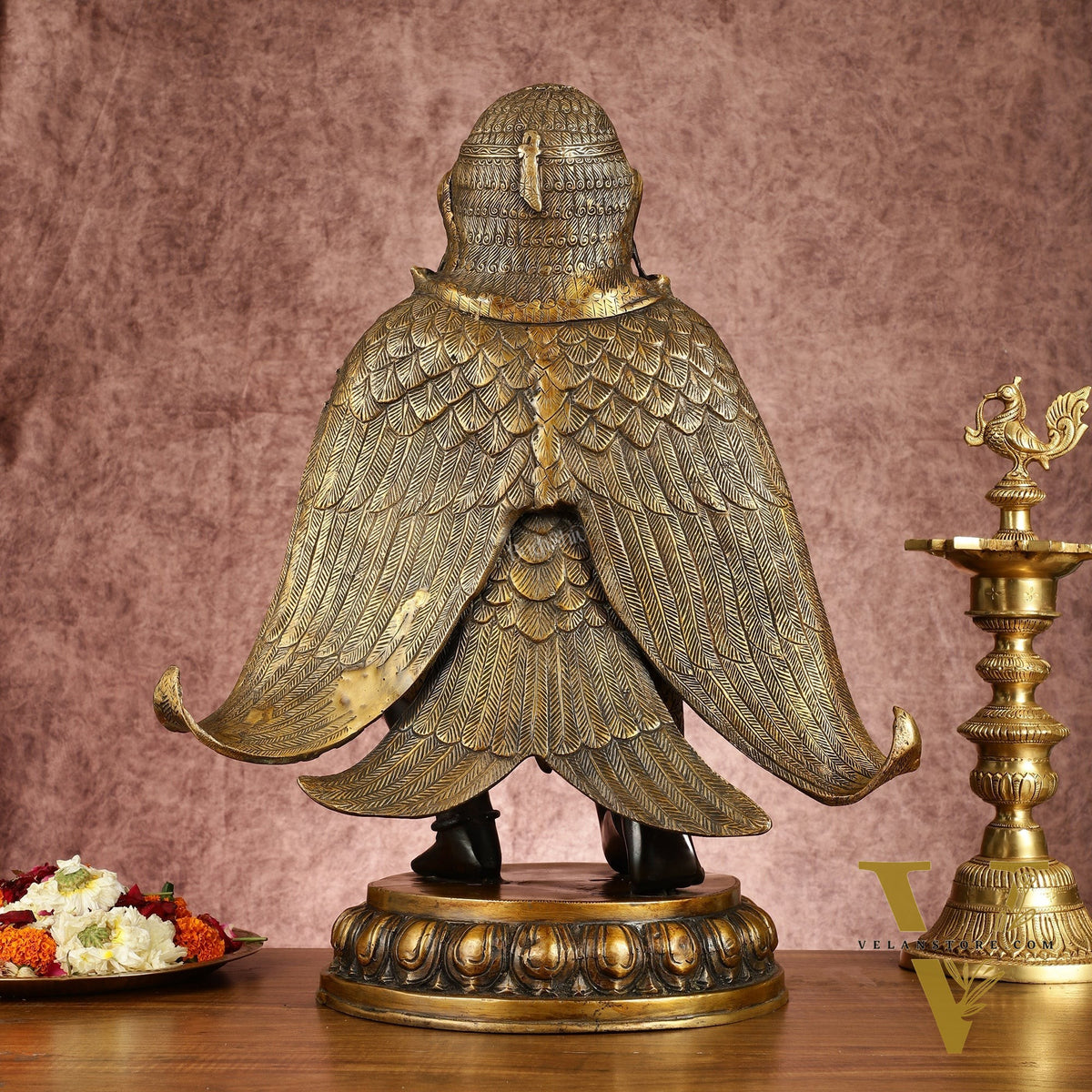 Large Pure Brass Garuda Statue - Black Permanent Heat Treated Finish, 21" Tall, 16kg