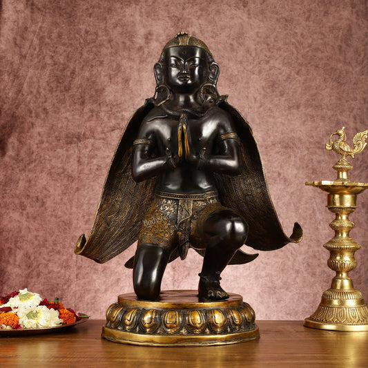 Large Pure Brass Garuda Statue - Black Permanent Heat Treated Finish, 21" Tall, 16kg