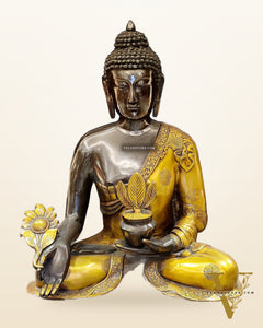 Large Pure Brass Medicine Healing Buddha Statue - 23 inch