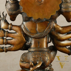 Large Pure Brass Panchmukhi Hanuman Statue – Copper Tone, 17 Inch