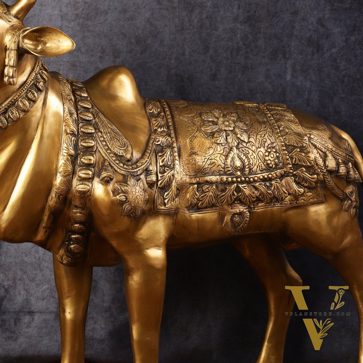 Large Standing Nandi Brass Statue - 36"