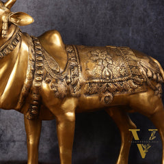 Large Standing Nandi Brass Statue - 36"