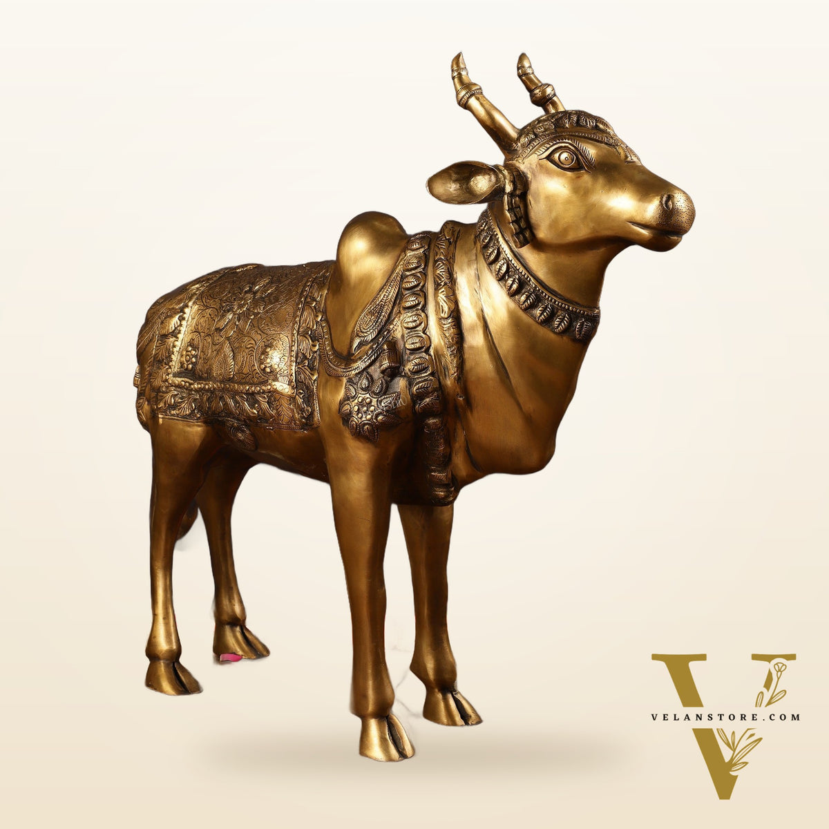 Large Standing Nandi Brass Statue - 36"