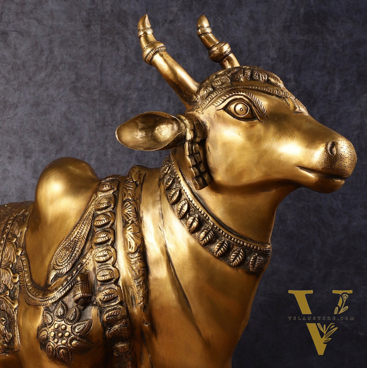Large Standing Nandi Brass Statue - 36"
