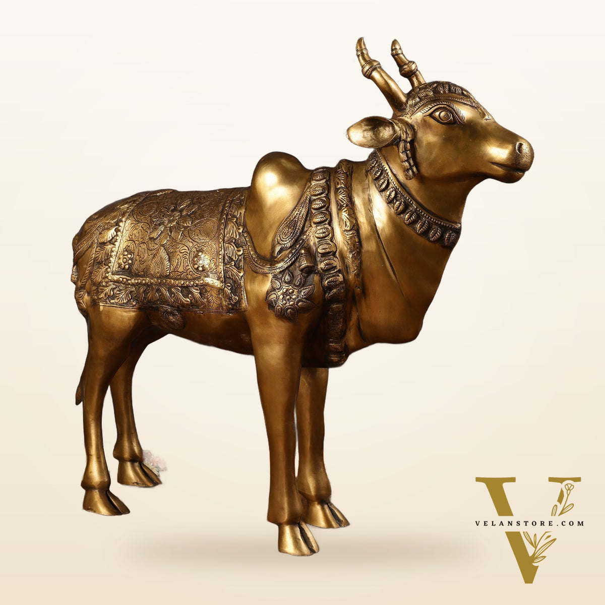 Large Standing Nandi Brass Statue - 36"