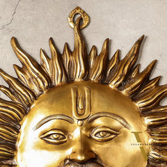 Large Surya Dev Vastu Wall Hanging - Pure Brass - 23"