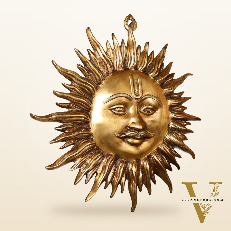 Large Surya Dev Vastu Wall Hanging - Pure Brass - 23"