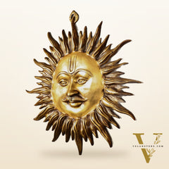 Large Surya Dev Vastu Wall Hanging - Pure Brass - 23"