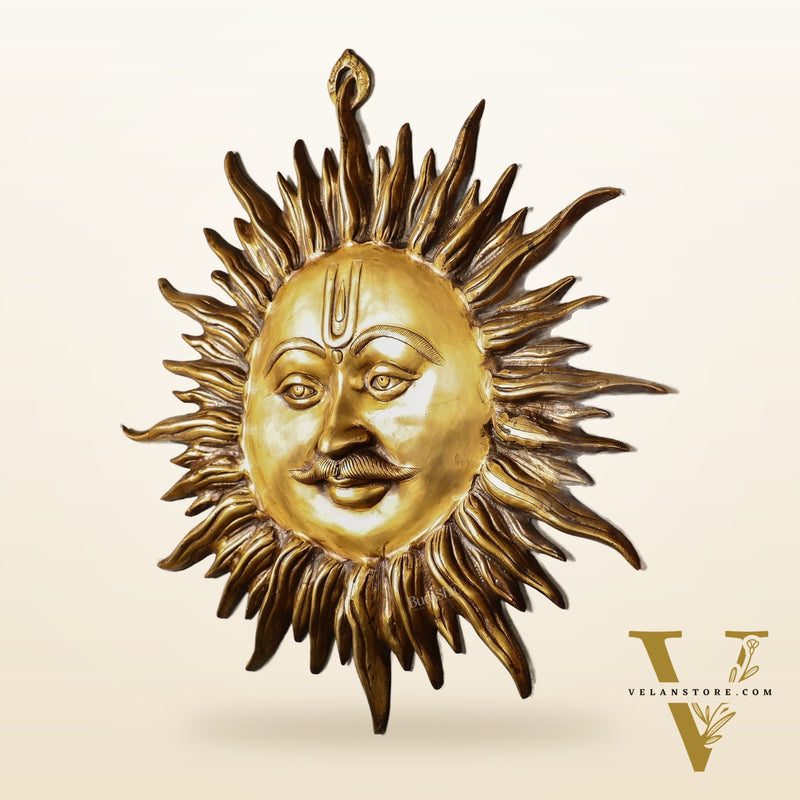 Large Surya Dev Vastu Wall Hanging - Pure Brass - 23"