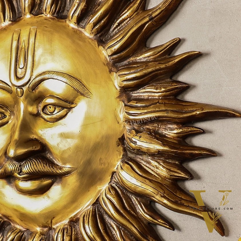 Large Surya Dev Vastu Wall Hanging - Pure Brass - 23"