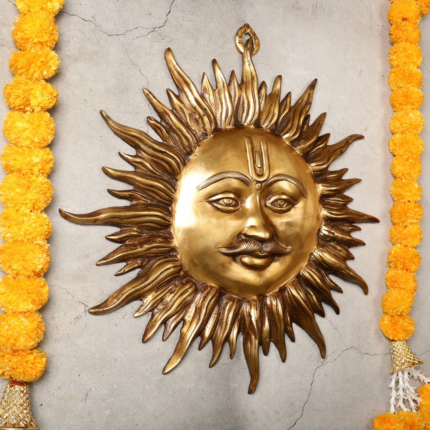 Large Surya Dev Vastu Wall Hanging - Pure Brass - 23"