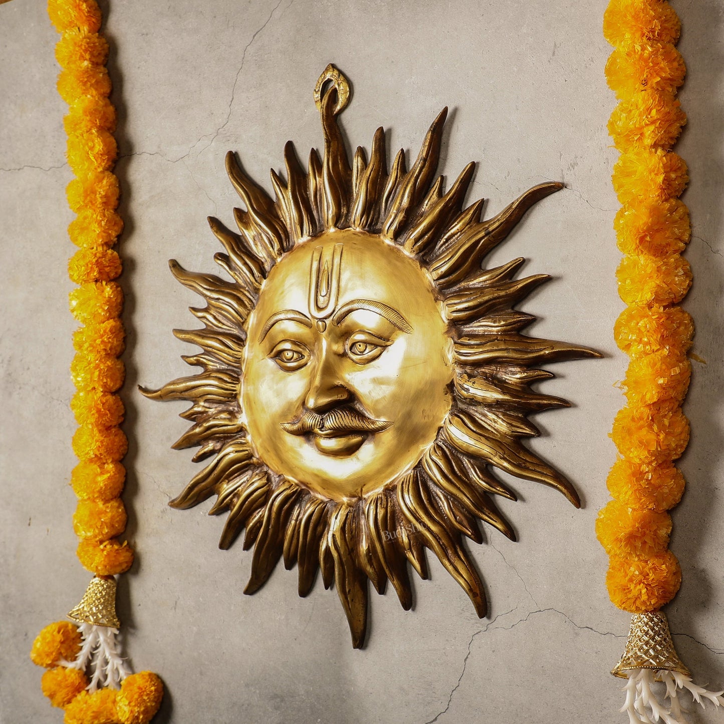 Large Surya Dev Vastu Wall Hanging - Pure Brass - 23"