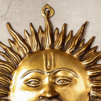 Large Surya Dev Vastu Wall Hanging - Pure Brass - 23"