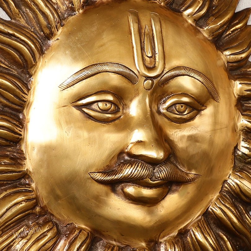 Large Surya Dev Vastu Wall Hanging - Pure Brass - 23"