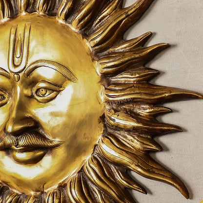 Large Surya Dev Vastu Wall Hanging - Pure Brass - 23"