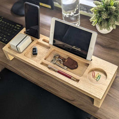 Woodensure Premium Large Wooden Desk Organizer for Executives, Employees, Clients & Corporate Gifts