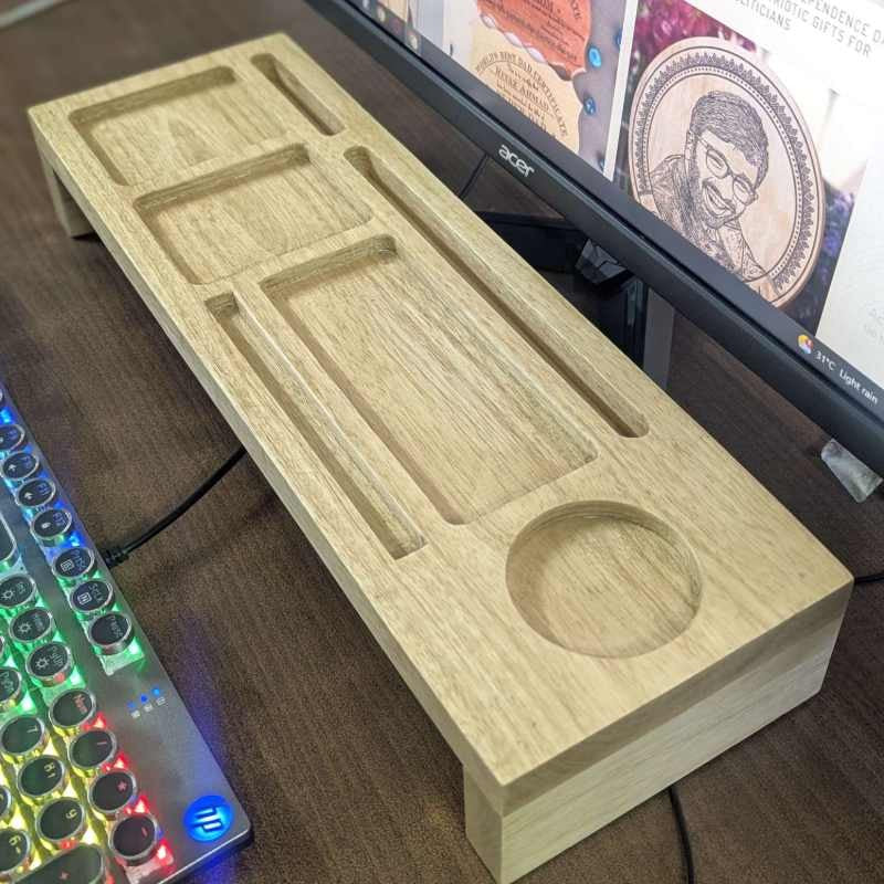 Woodensure Premium Large Wooden Desk Organizer for Executives, Employees, Clients & Corporate Gifts
