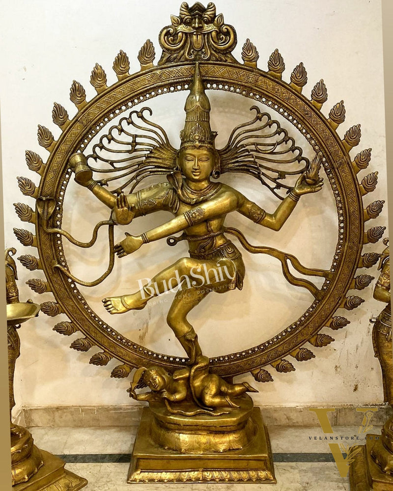 Larger-than-Life Brass Nataraja Statue - 73" Height/ 6 feet