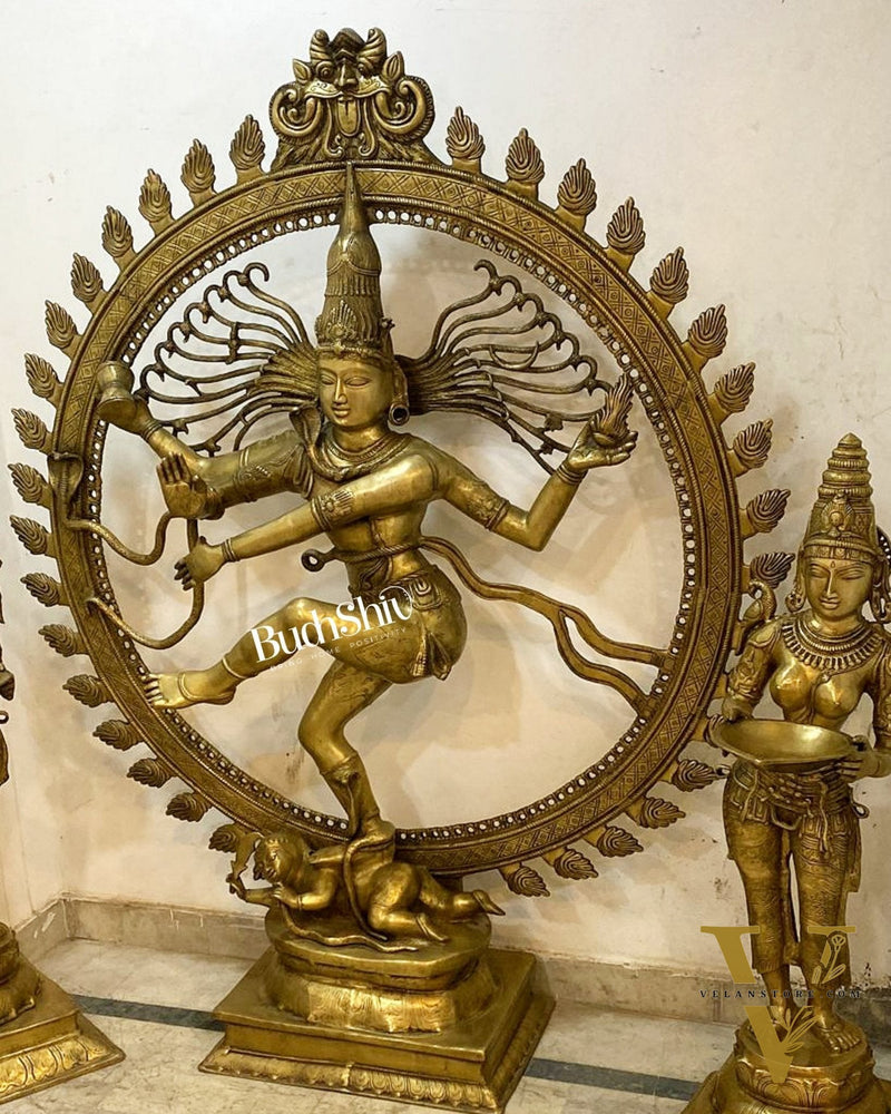 Larger-than-Life Brass Nataraja Statue - 73" Height/ 6 feet