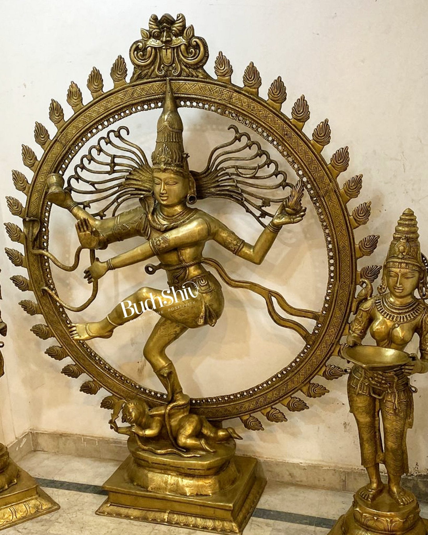 Larger-than-Life Brass Nataraja Statue - 73" Height/ 6 feet
