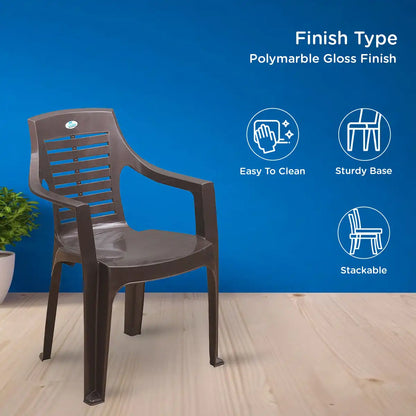 Nilkamal CHR6020 Plastic Arm Chair (Weather Brown)