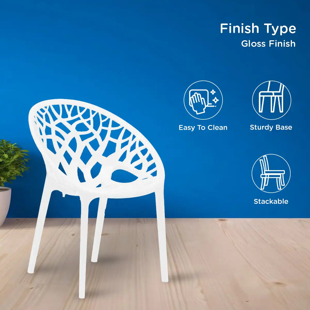 Nilkamal Crystal Polypropylene Armless Chair (Milky White)