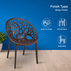 Nilkamal Crystal Polypropylene Armless Chair (Weather Brown)
