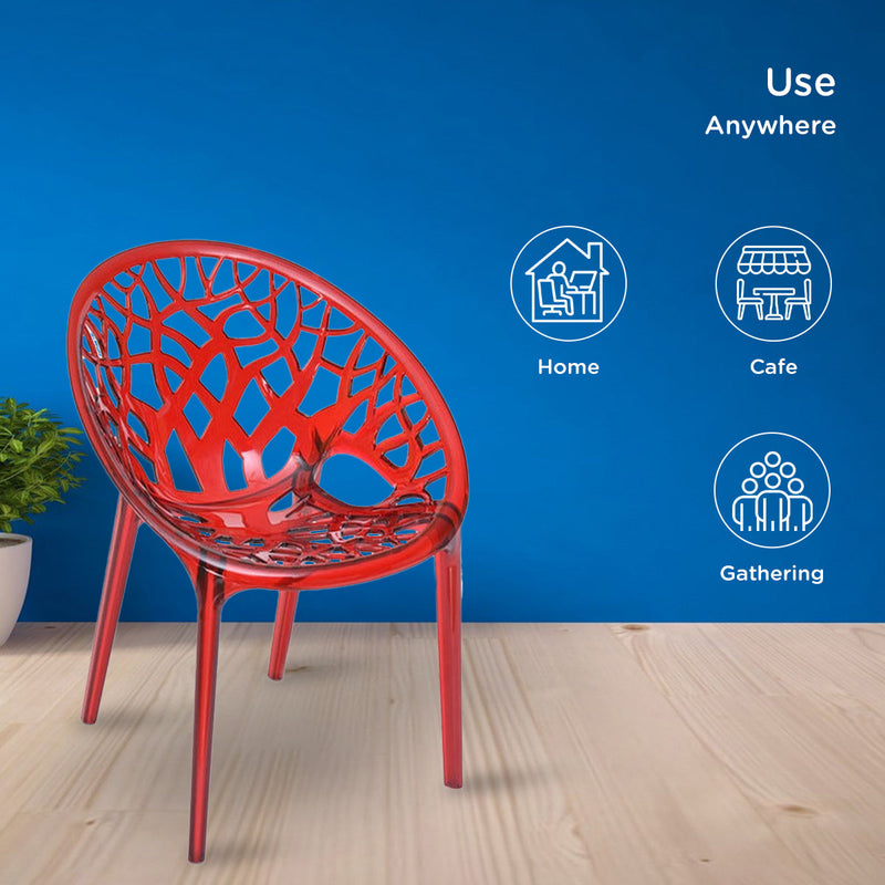 Nilkamal Crystal Polycarbonate Armless Chair (Red Wine)